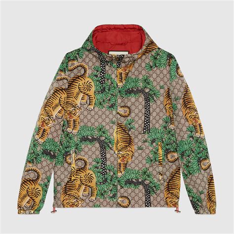 gucci bengal print nylon jacket|Gucci nylon canvas jacket.